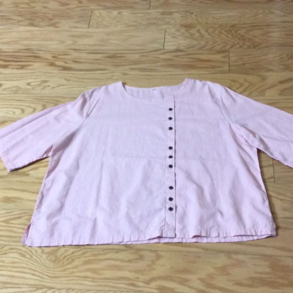 5x Peach Pull Over Diagonal Button Top - image 3